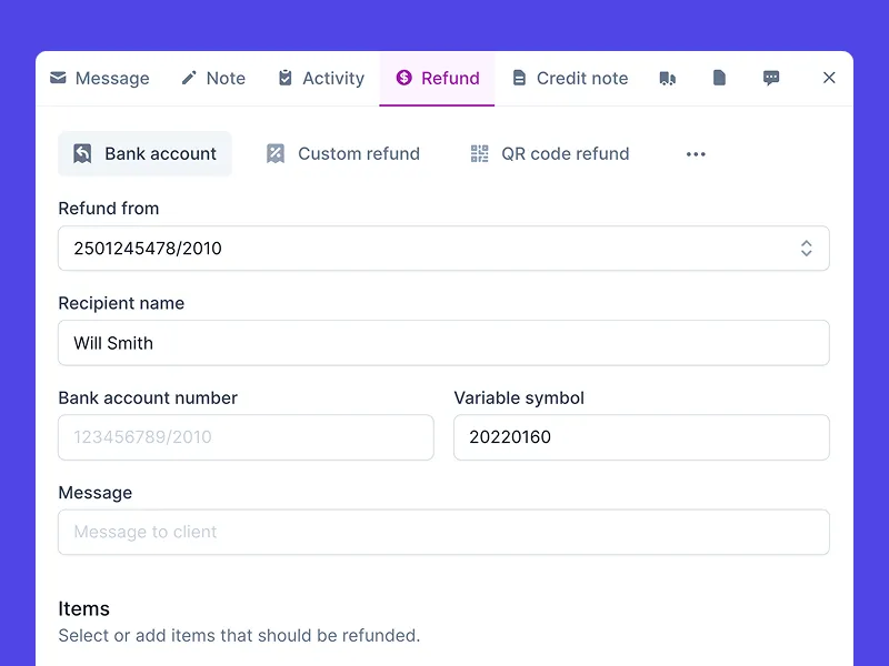 Credit notes and refunds in just a few clicks