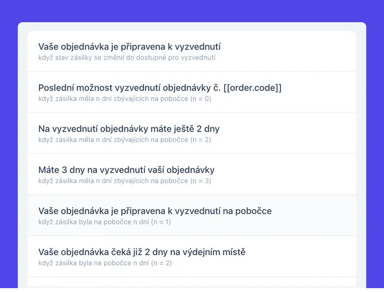 Notifikace o zásilkách