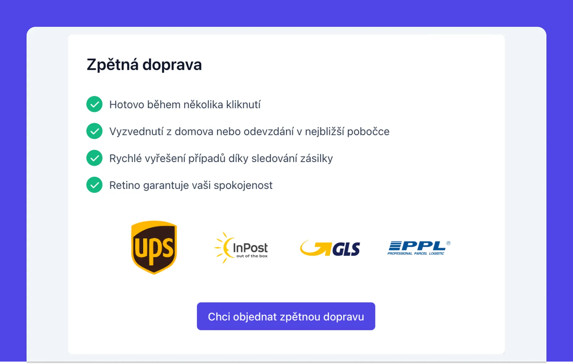 Zpětná doprava bez starostí