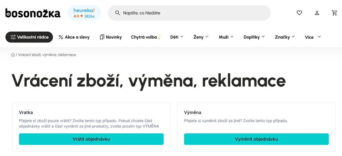 Ukázka portálu našeho klienta – e-shop Bosonožka.