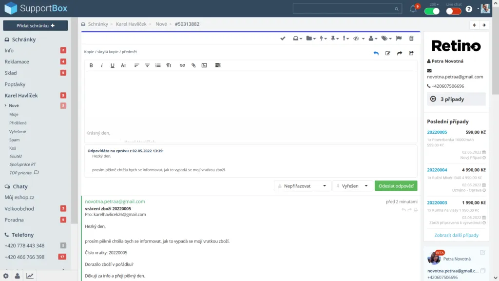 Integrace se SupportBoxem šetří desítky minut denně