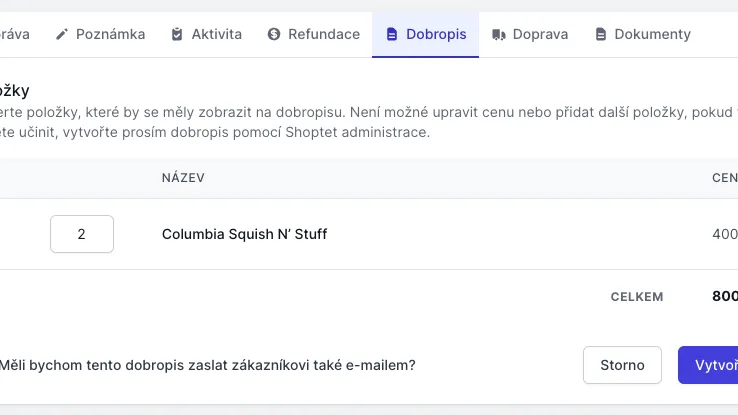 Jste na Shoptetu? Zrychlujeme vytváření dobropisů
