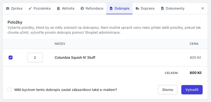 Jste na Shoptetu? Zrychlujeme vytváření dobropisů